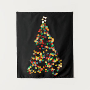 Weihnachtsbaum Lights Nachtzeit Bokeh Wandteppich