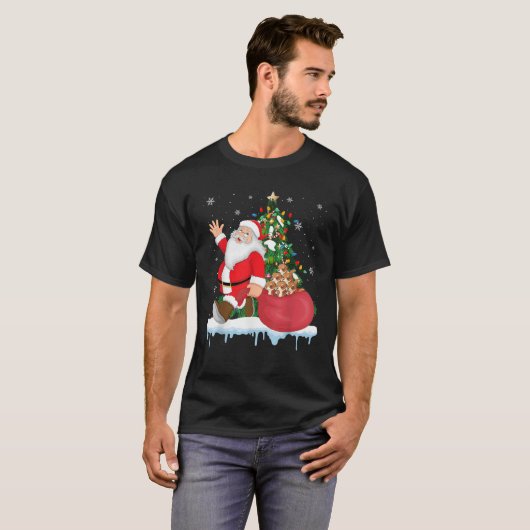 Weihnachtsbaum Lights Weasel Animal T-Shirt (Vorne ganz)