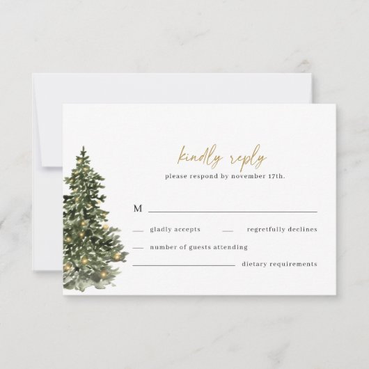 Weihnachtsbaum Lights Winter Wedding RSVP Card (Vorderseite)