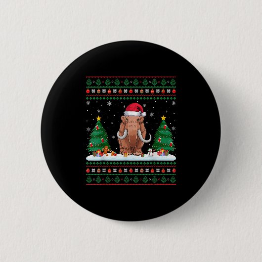 Weihnachtsbaum Lights Wooly Mammoth Santa Ugly Xm Button (Vorderseite)
