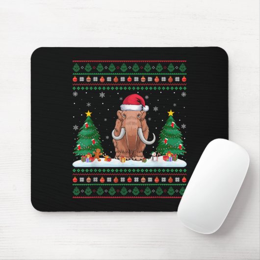 Weihnachtsbaum Lights Wooly Mammoth Santa Ugly Xm Mousepad (Mit Mouse)