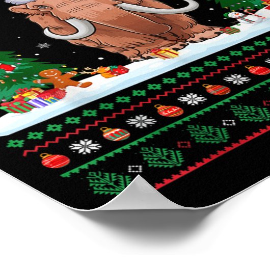 Weihnachtsbaum Lights Wooly Mammoth Santa Ugly Xm Poster (Ecke)