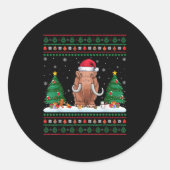 Weihnachtsbaum Lights Wooly Mammoth Santa Ugly Xm Runder Aufkleber (Vorderseite)