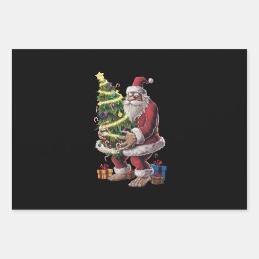Weihnachtsbaum Lights Xmas Sasquatch Lover Geschenkpapier Set (Vorderseite)