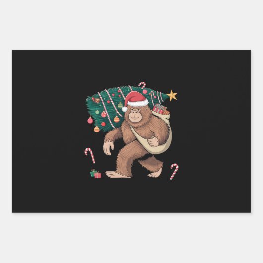 Weihnachtsbaum Lights Xmas Sasquatch Lover Geschenkpapier Set (Vorderseite)