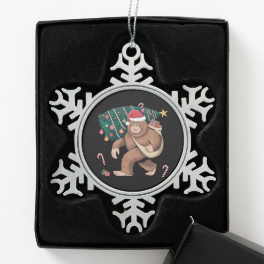 Weihnachtsbaum Lights Xmas Sasquatch Lover Schneeflocken Zinn-Ornament (Box)