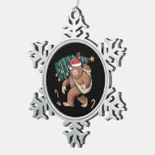 Weihnachtsbaum Lights Xmas Sasquatch Lover Schneeflocken Zinn-Ornament (Rechts)