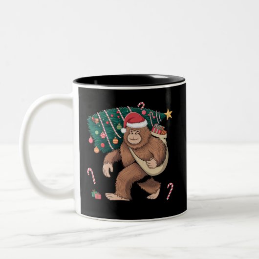 Weihnachtsbaum Lights Xmas Sasquatch Lover Zweifarbige Tasse (Links)