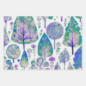 Weihnachtsbaum Lila Grün Blau Geschenkpapier Set (Vorderseite 3)