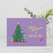 Weihnachtsbaum, lila Hintergrund. Ankündigung (Stehend Vorderseite)