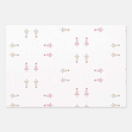 Weihnachtsbaum Lila Navy White Gold Metallic Geschenkpapier Set (Vorderseite 3)