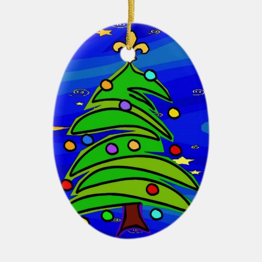Weihnachtsbaum-Lilie Keramik Ornament (Vorne)