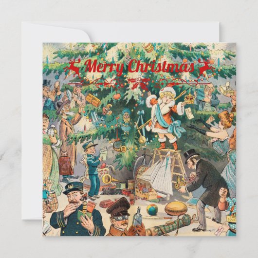 Weihnachtsbaum Lithographisch Feiertagskarte (Vorderseite)