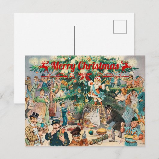 Weihnachtsbaum Lithographisch Feiertagspostkarte (Vorne/Hinten)