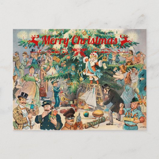 Weihnachtsbaum Lithographisch Feiertagspostkarte (Vorderseite)