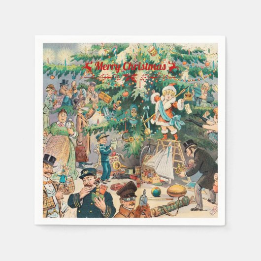 Weihnachtsbaum Lithographisch Serviette (Vorderseite)