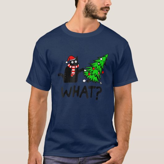 Weihnachtsbaum lustig über Katze, was Geschenk T-Shirt (Vorderseite)
