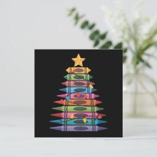 Weihnachtsbaum Made of Crayons School Teacher Life Feiertagskarte
