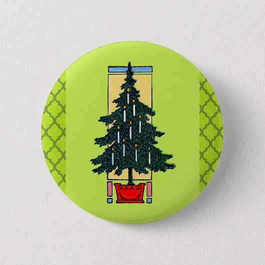 Weihnachtsbaum-Malerei Button (Vorderseite)