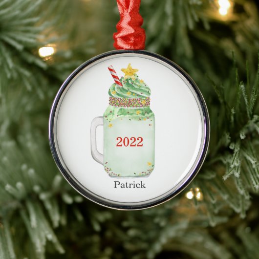 Weihnachtsbaum Mason Jar Green Milkshake Ornament Aus Metall (Baum)