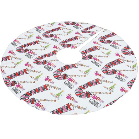 Weihnachtsbaum Meow Cat Kittens Polyester Weihnachtsbaumdecke (Schrägansicht)