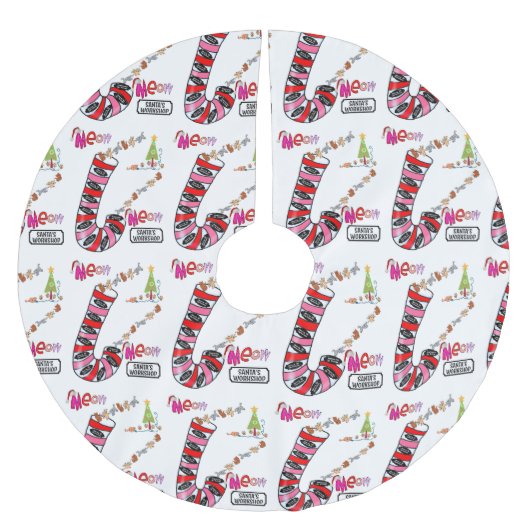 Weihnachtsbaum Meow Cat Kittens Polyester Weihnachtsbaumdecke (Vorderseite)