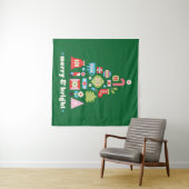 Weihnachtsbaum Merry & Bright Green Wandteppich (Beispiel (Horizontal))