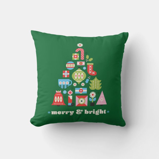 Weihnachtsbaum - Merry & Bright Reversible Kissen (Vorderseite)