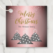 Weihnachtsbaum Metallic Pink Familienurlaub Geschenkanhänger (Vorderseite)