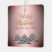 Weihnachtsbaum Metallic Pink Festive Familie Keramikornament (Links)