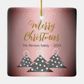 Weihnachtsbaum Metallic Pink Festive Familie Keramikornament (Rückseite)