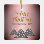 Weihnachtsbaum Metallic Pink Festive Familie Keramikornament (Vorderseite)