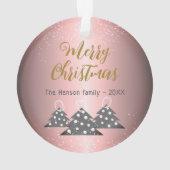 Weihnachtsbaum Metallic Pink Festive Familie Ornament (Rückseite)