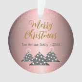 Weihnachtsbaum Metallic Pink Festive Familie Ornament (Vorderseite)