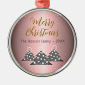 Weihnachtsbaum Metallic Pink Festive Familie Ornament Aus Metall (Vorne)