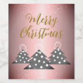 Weihnachtsbaum Metallic Pink Script Feiertag Weinetikett (Einzelnes Label)