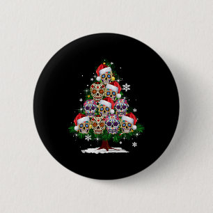 Weihnachtsbaum Mexican Blume Sugar Skull Santa Ha Button
