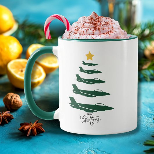 Weihnachtsbaum, Militärflugzeug, Minimalistisch, C Tasse