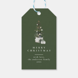 Weihnachtsbaum Minimal Typografie Grüne Geschenket Geschenkanhänger