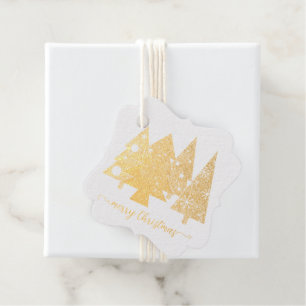 Weihnachtsbaum MINIMALISTISCH Gold Glitzer Geschenkanhänger