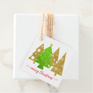 Weihnachtsbaum MINIMALISTISCH Gold Glitzer Geschenkanhänger