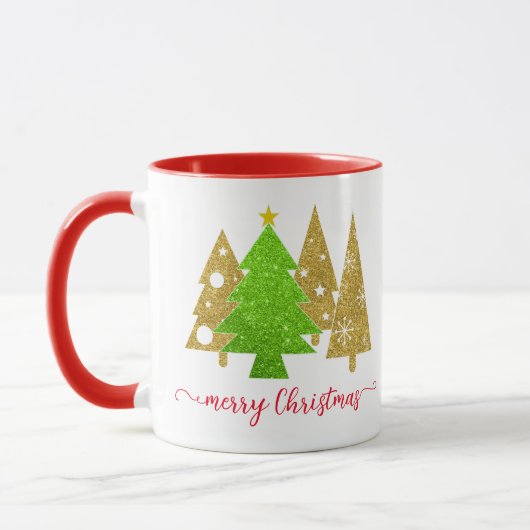 Weihnachtsbaum | MINIMALISTISCH | Gold Glitzer Tasse (Links)