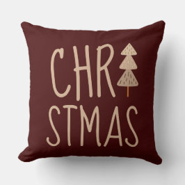 Weihnachtsbaum Minimalistisch skandinavisches Rot Kissen