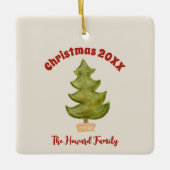 Weihnachtsbaum Minimalistisches Keepake-Foto Keramikornament (Vorderseite)