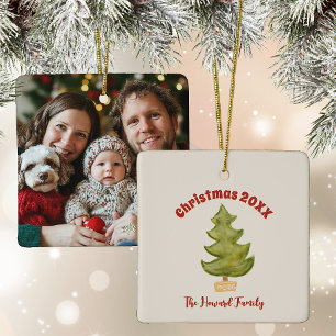 Weihnachtsbaum Minimalistisches Keepake-Foto Keramikornament