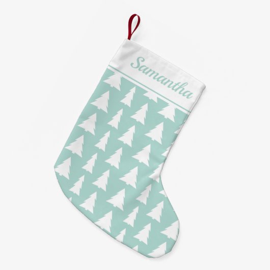 Weihnachtsbaum Mint Grün Muster mit Individuelle N Kleiner Weihnachtsstrumpf (Vorderansicht (hängend))