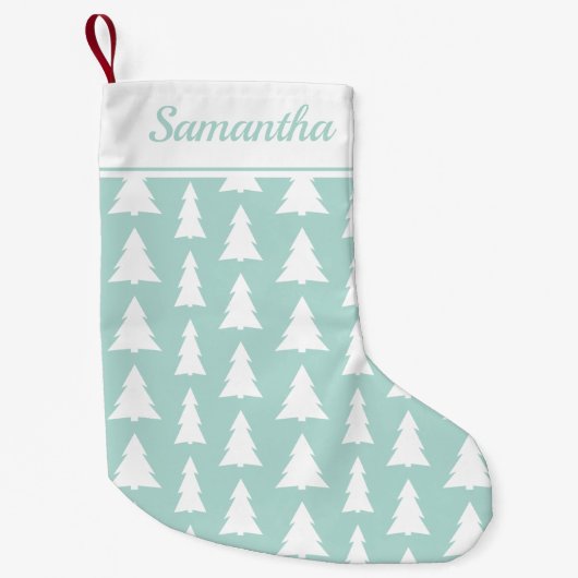 Weihnachtsbaum Mint Grün Muster mit Individuelle N Kleiner Weihnachtsstrumpf (Vorderseite)