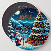 Weihnachtsbaum mit 8 bit und Weihnachtsmann Button (Vorne & Hinten)