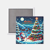 Weihnachtsbaum mit 8 bit und Weihnachtsmann Magnet (Vorderseite/Rückseite)