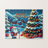 Weihnachtsbaum mit 8 bit und Weihnachtsmann Puzzle (Horizontal)
